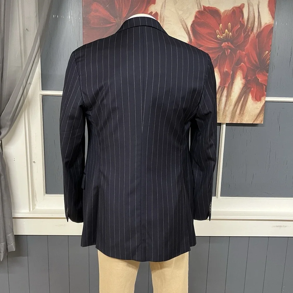 Vintage Polo Ralph Lauren Suit Men 42L Slim Fit Cuffed Pleated 35x30.5 Dark Navy